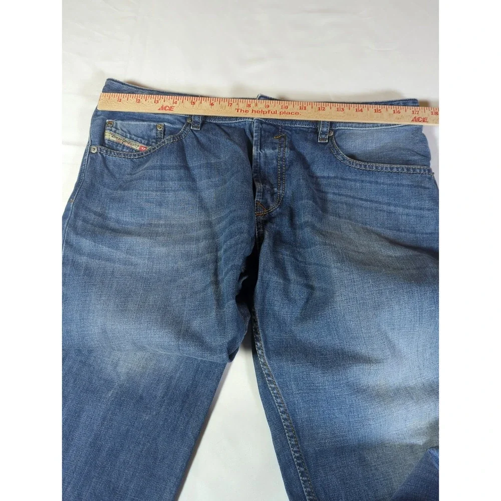 Diesel WAYKEE Jeans Men 34x32 Blue Indigo Straight Leg Button Fly Wash 0839C